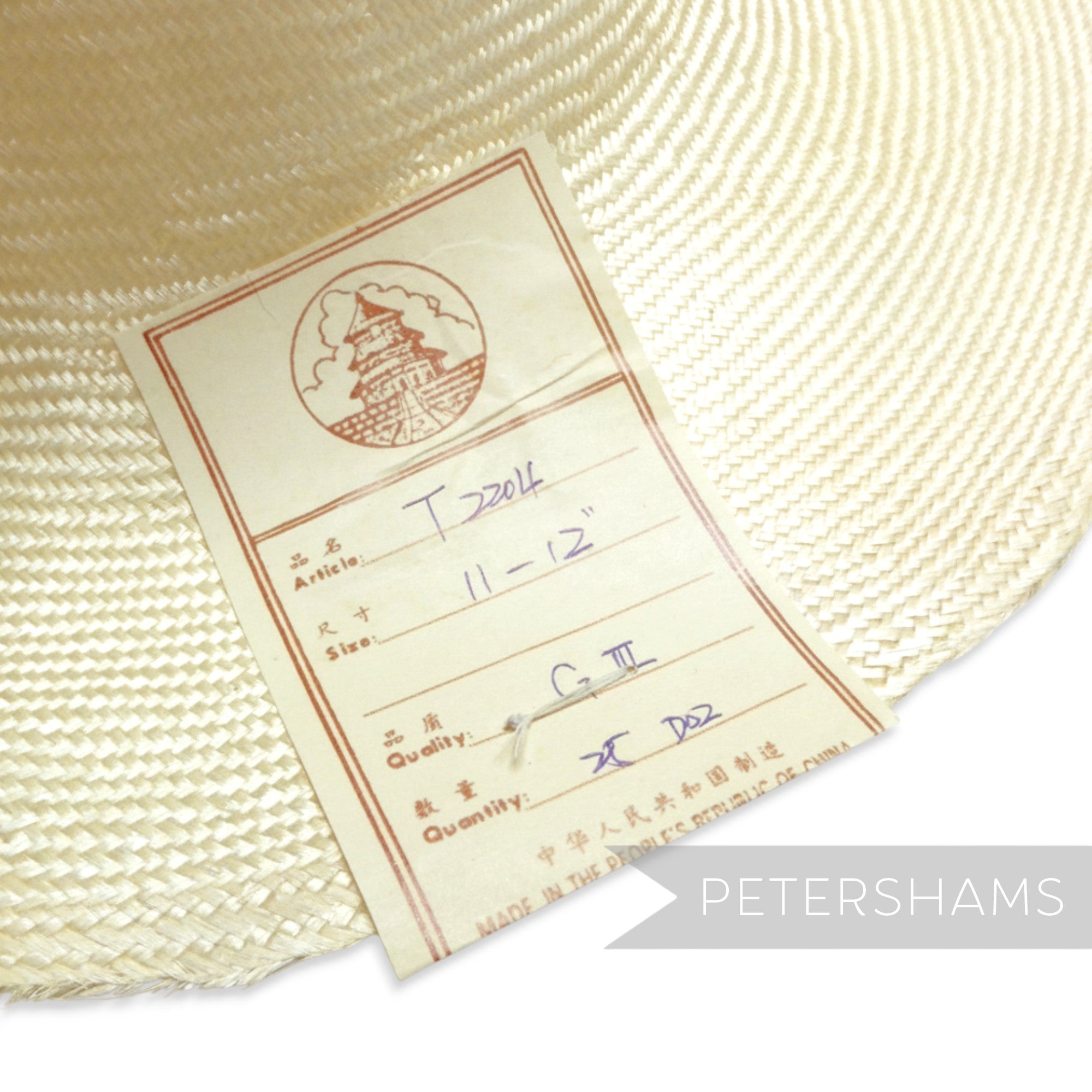 Petershams Millinery Supplies natural undyed parasisal straw capeline, 1950s/60s vintage, 2x2 weave, 10.5cm brim.