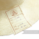 Petershams Millinery Supplies natural undyed parasisal straw capeline, 1950s/60s vintage, 2x2 weave, 10.5cm brim.