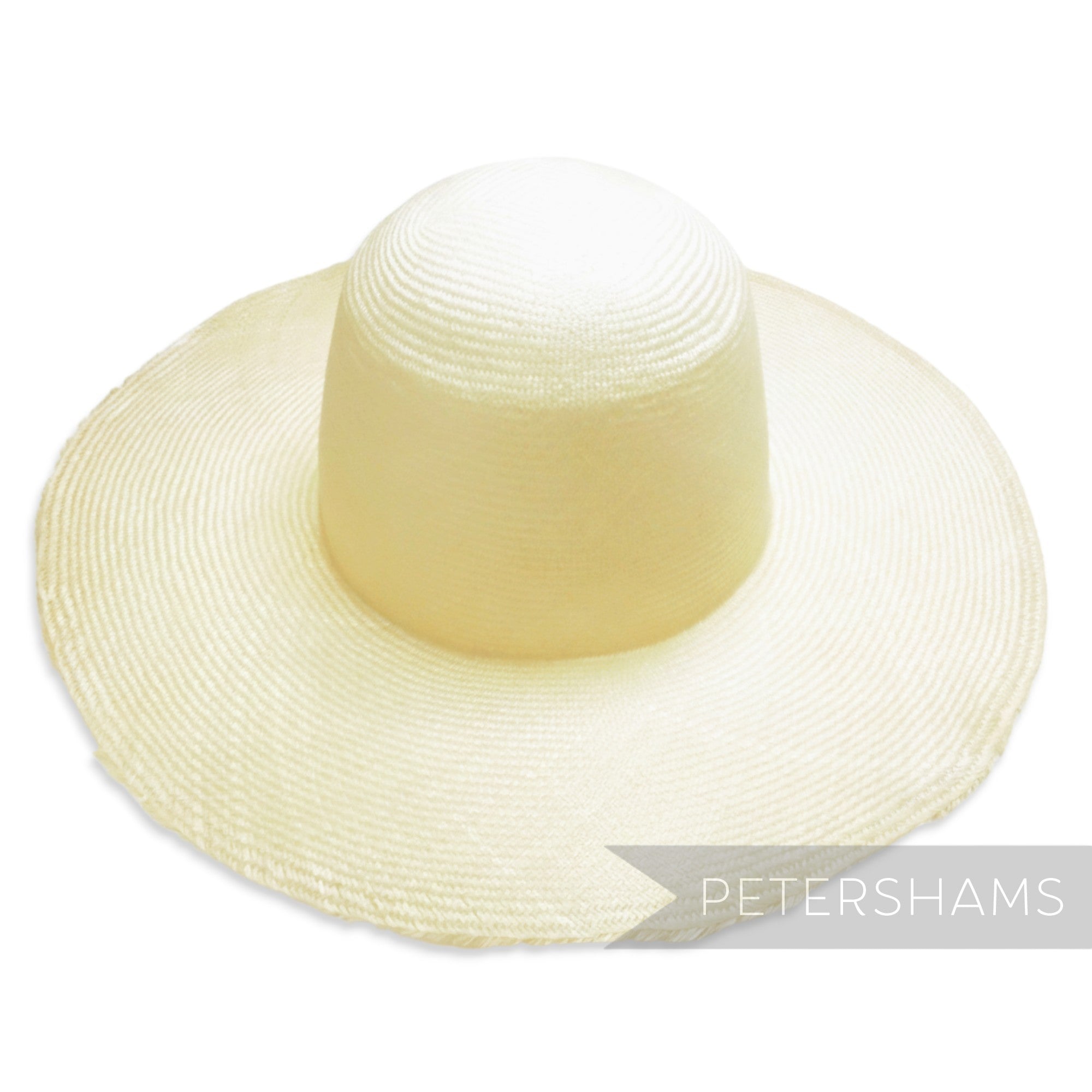 Petershams natural undyed parasisal straw capeline, 1950s/60s vintage, 2x2 weave, wide brim.