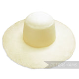 Petershams natural undyed parasisal straw capeline, 1950s/60s vintage, 2x2 weave, wide brim.