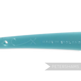 Petershams Millinery Supplies vintage 1960s light blue skinny headband with fine grid pattern and 'Made in England' marking.