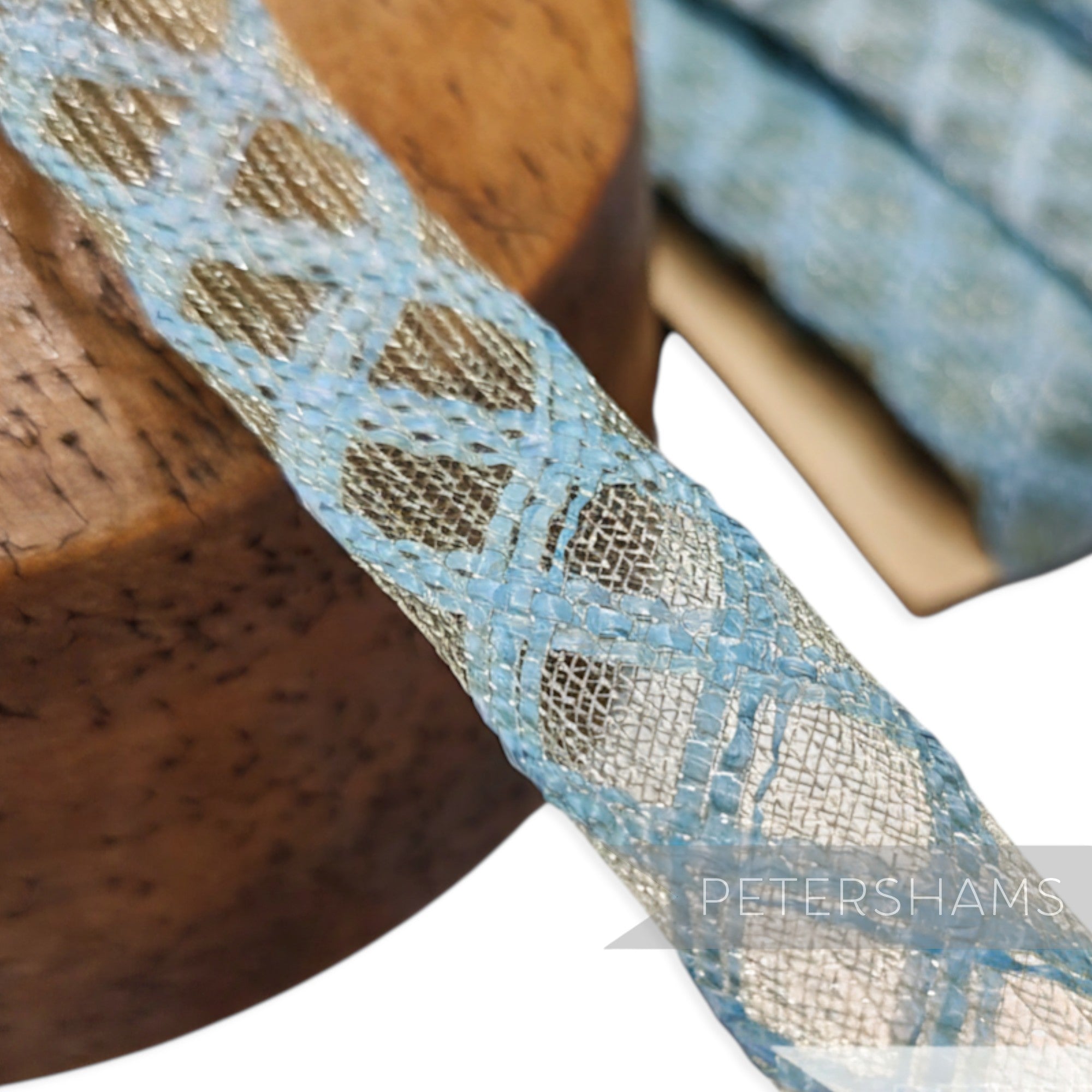Petershams Millinery Supplies vintage blue lattice crinoline trim, 22mm wide, 1950s/60s style.