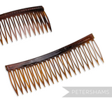 Petershams Millinery Supplies vintage brown plastic hair comb, 7.5cm wide, designed for short hair.
