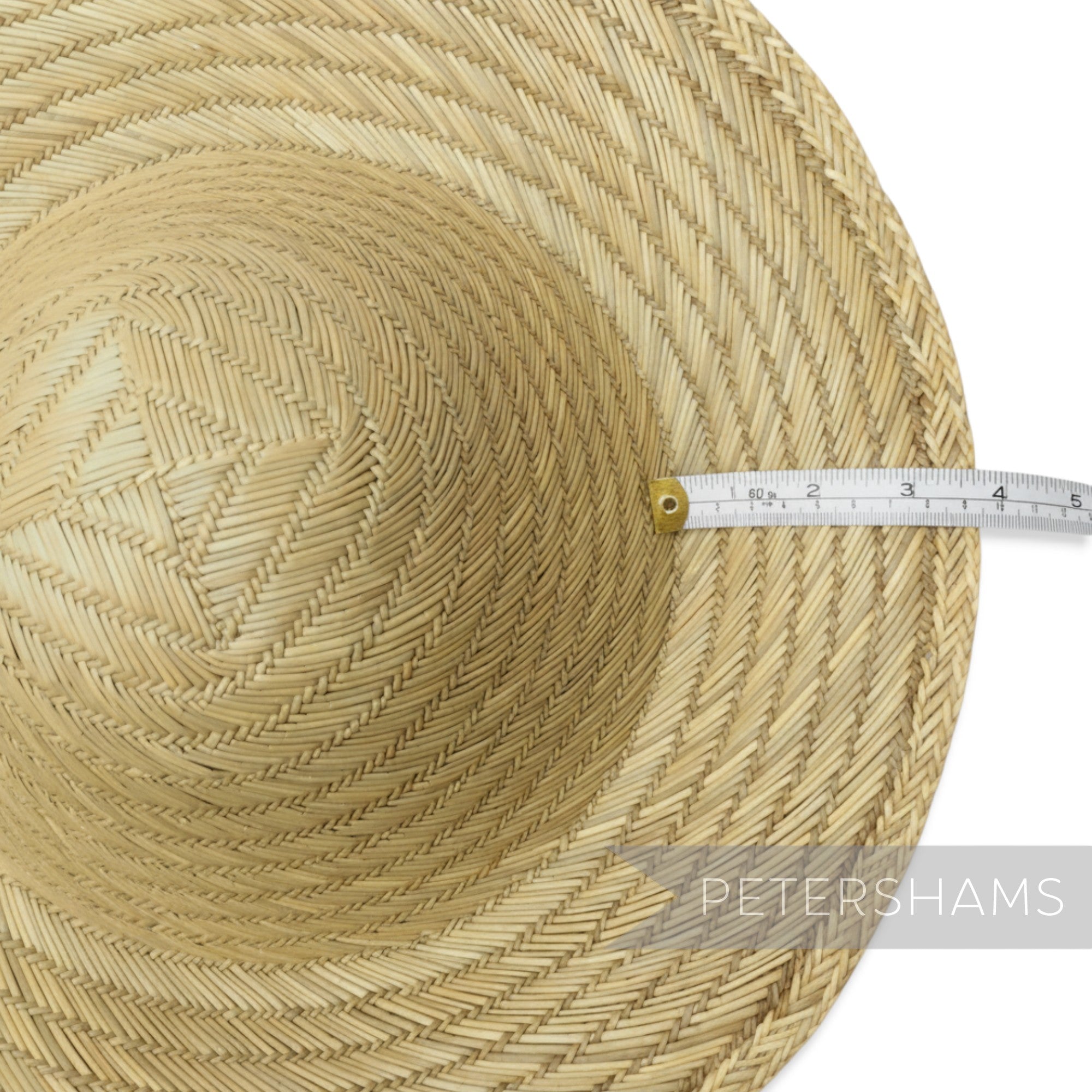 Petershams Millinery Supplies vintage natural straw capeline hat body with spiral weave, 11-inch brim.