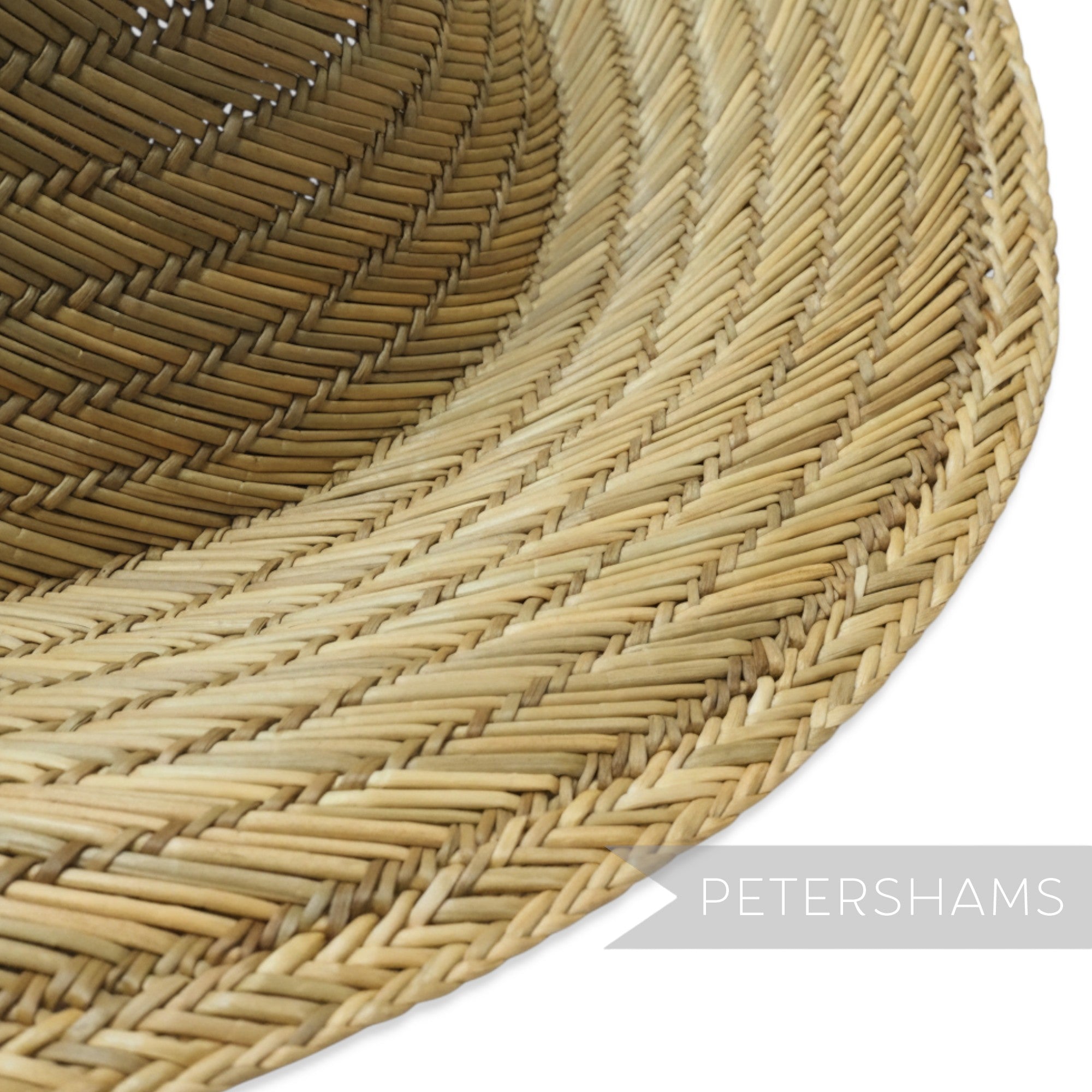 Petershams vintage natural straw capeline hat body with spiral weave, 11-inch brim.
