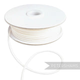 Petershams Millinery Supplies white 2.5mm tubular crinoline trim with a central thread for gathering.