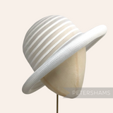 Petershams white crinoline and poly-braid hat base with a rounded crown and rolled brim. Vintage 1990s.