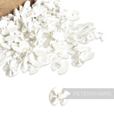 Petershams Millinery Supplies vintage white plastic bow buttons with central back shank, 20mm.