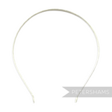 Petershams Millinery Supplies white ribbon-wrapped metal headband, 3.5mm wide, ideal for fascinators and hats.