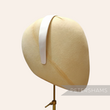 Petershams white satin covered plastic headband, 24mm wide, ideal for millinery and fascinators.