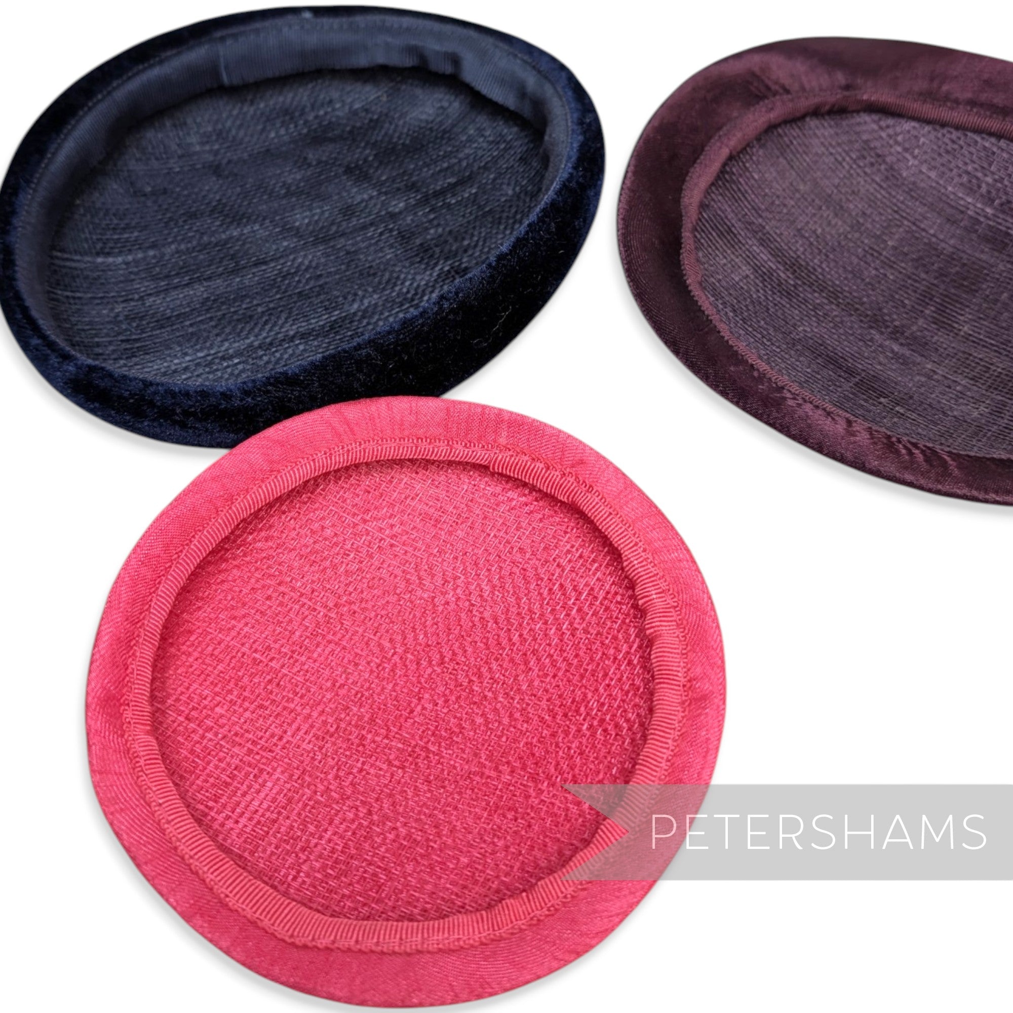 *One-off* Set of 3 Satin & Velvet Covered Sinamay Hat Base Bundle