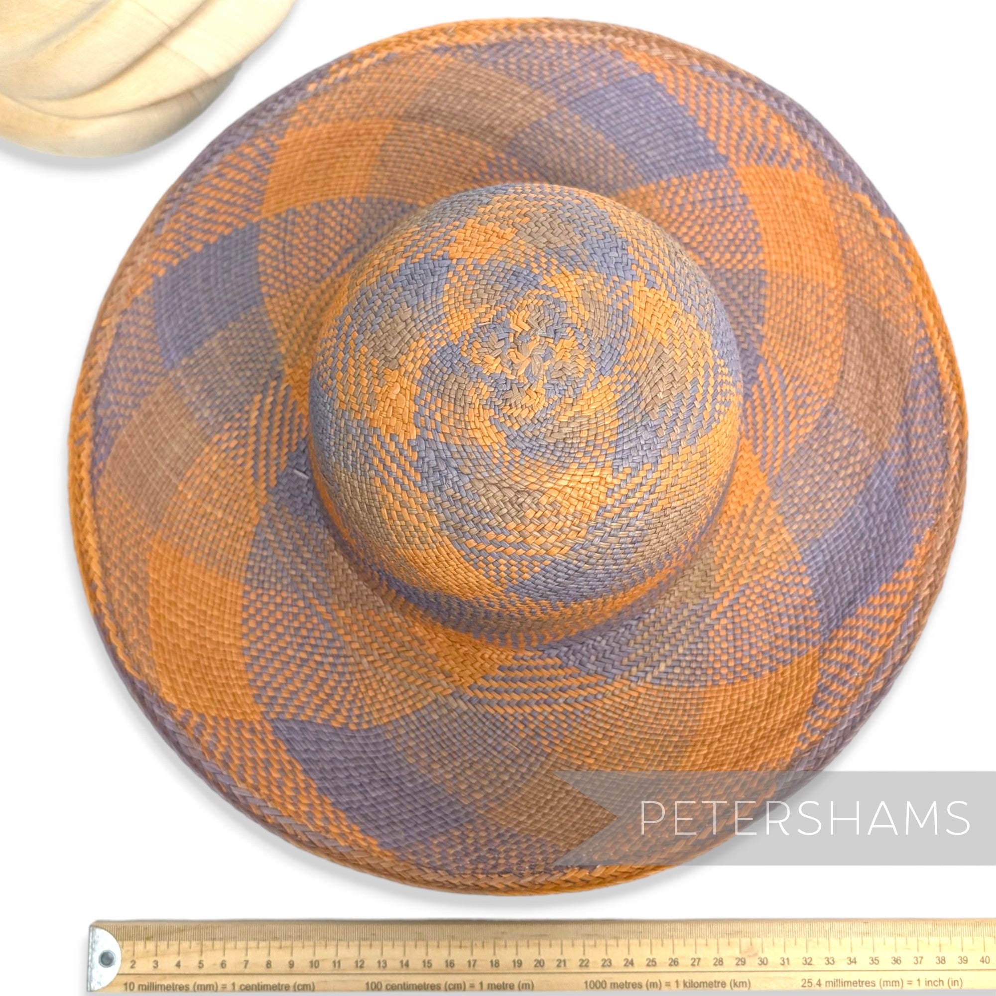 Double Swirl Vintage Ecuador Panama Straw Capeline Hat Body - 12"
