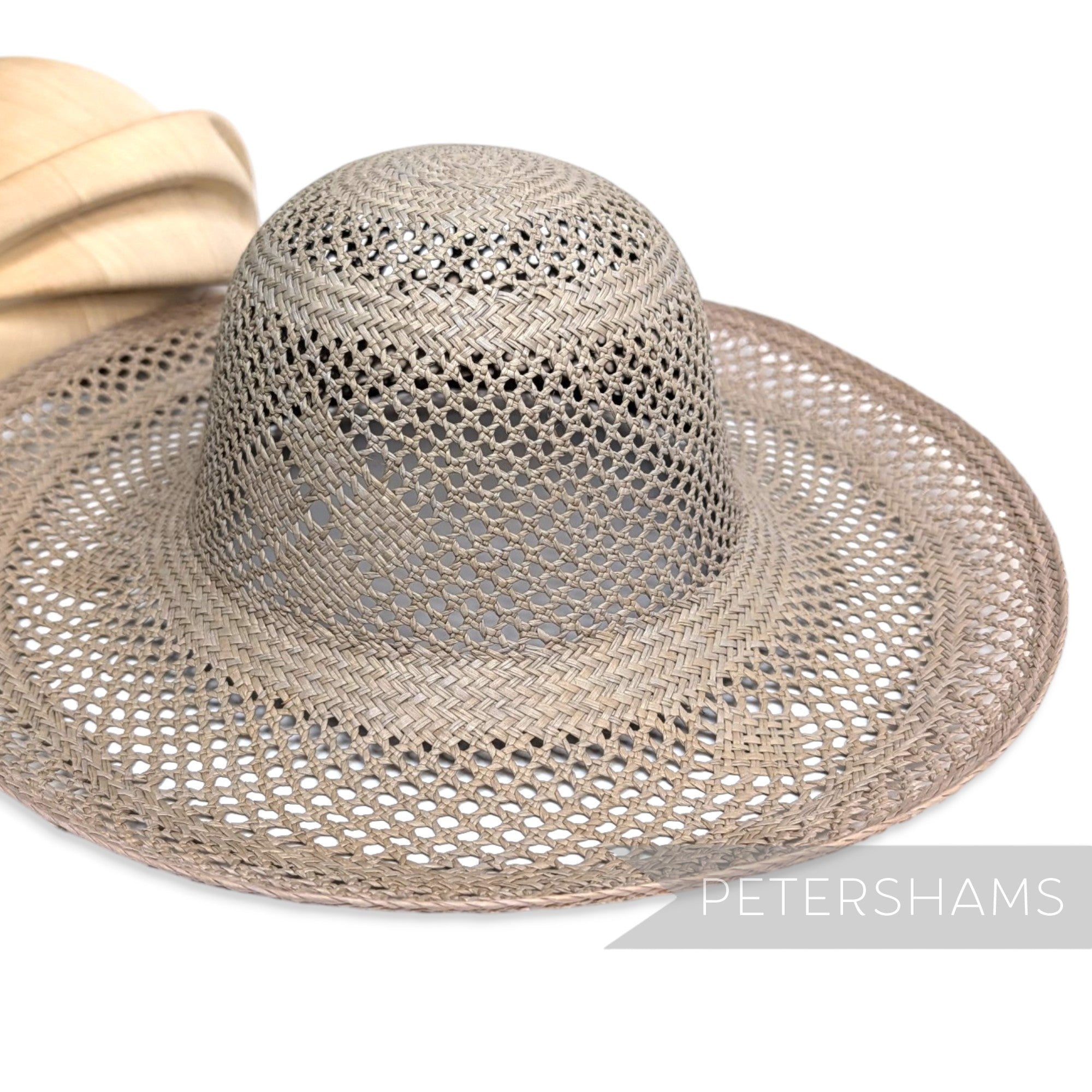 Slightly Imperfect Open Weave Diamond Detail Vintage Ecuador Panama Straw Capeline Hat Body - 11"