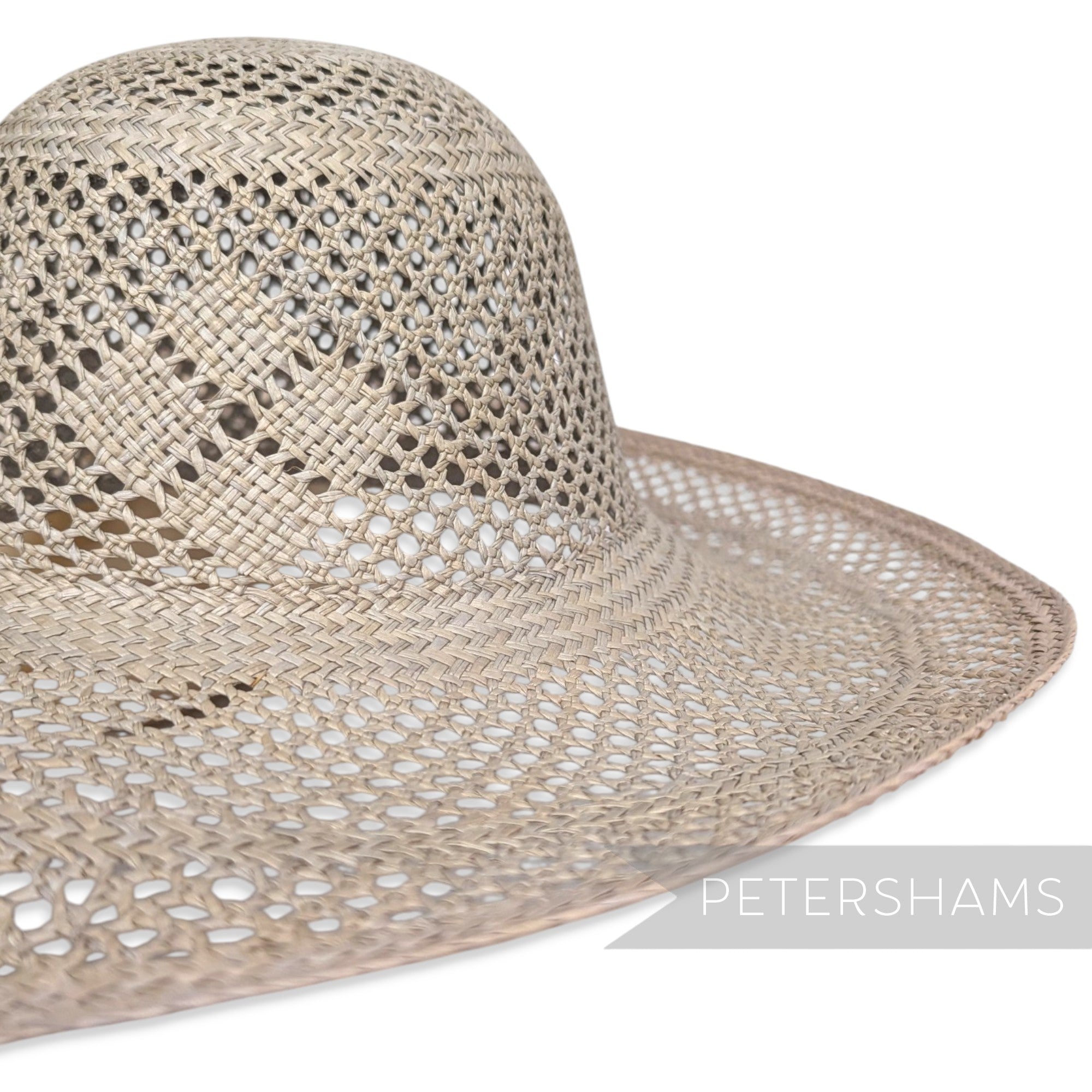 Slightly Imperfect Open Weave Diamond Detail Vintage Ecuador Panama Straw Capeline Hat Body - 11"