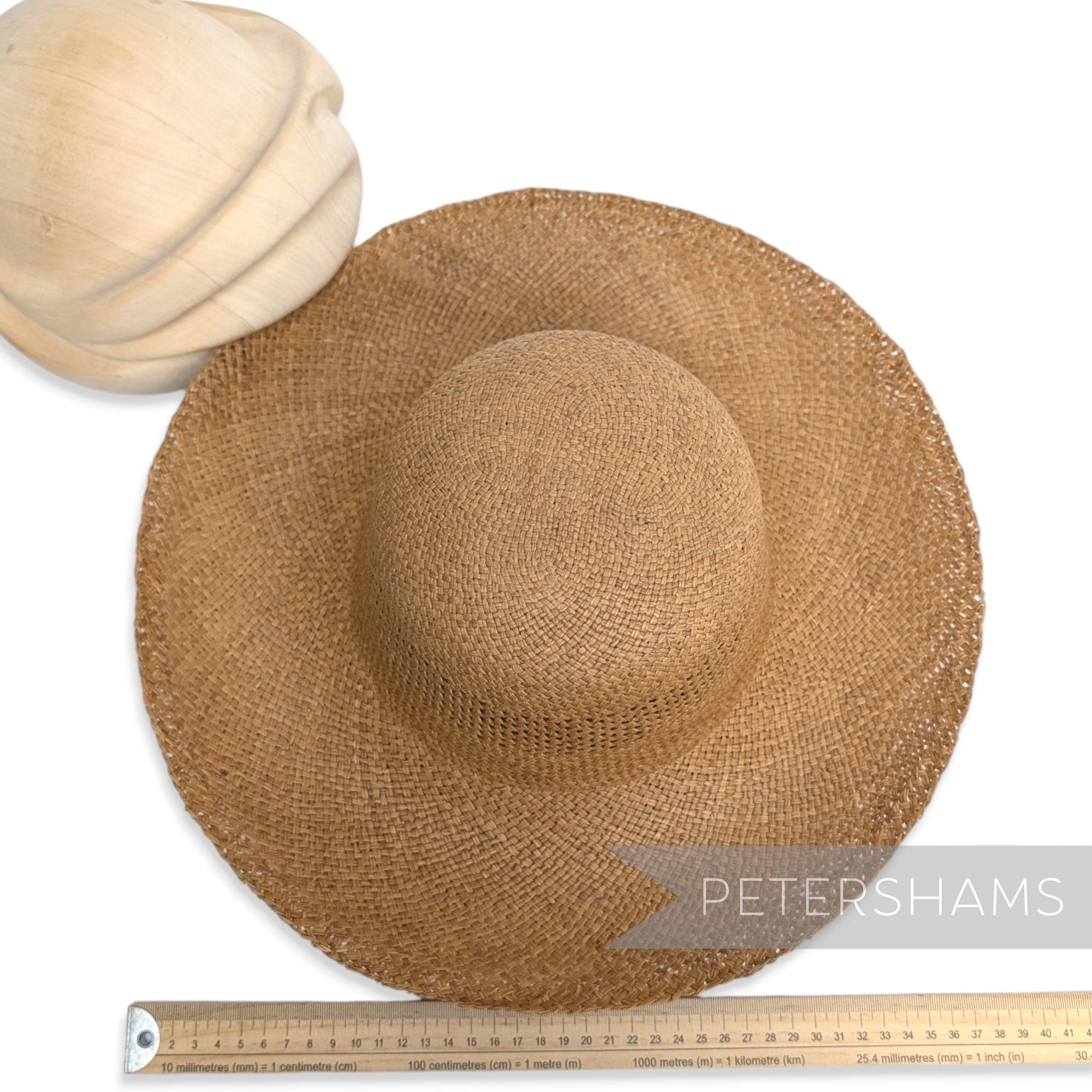 Stripe Vent Vintage Ecuador Panama Straw Capeline Hat Body - 12"