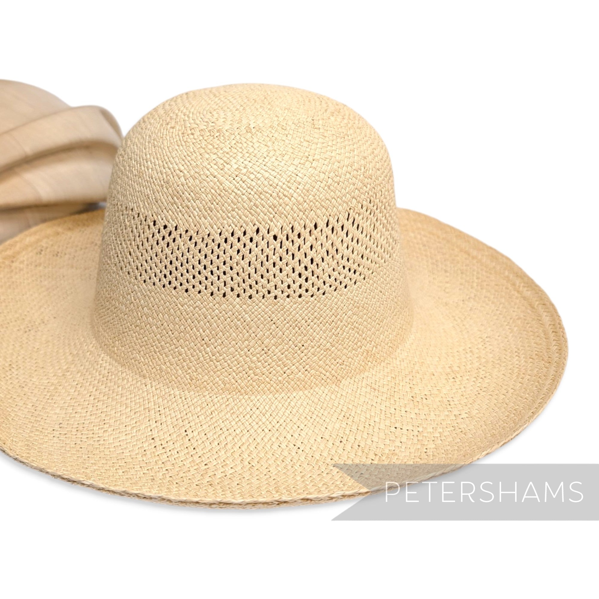 Stripe Vent Vintage Ecuador Panama Straw Capeline Hat Body - 11"