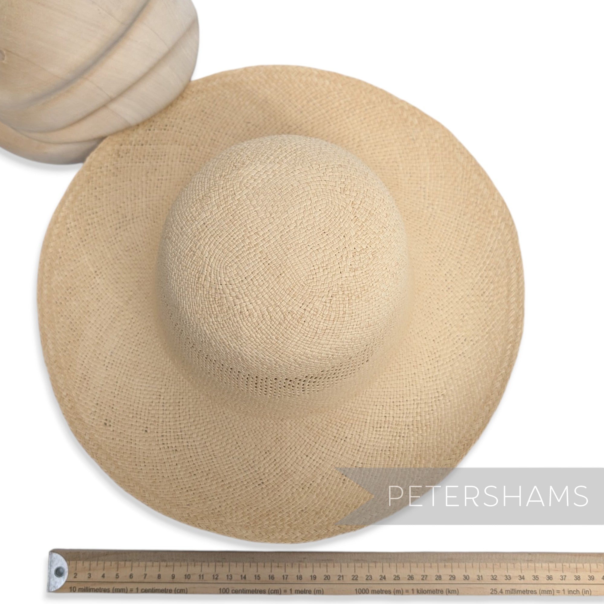 Stripe Vent Vintage Ecuador Panama Straw Capeline Hat Body - 11"