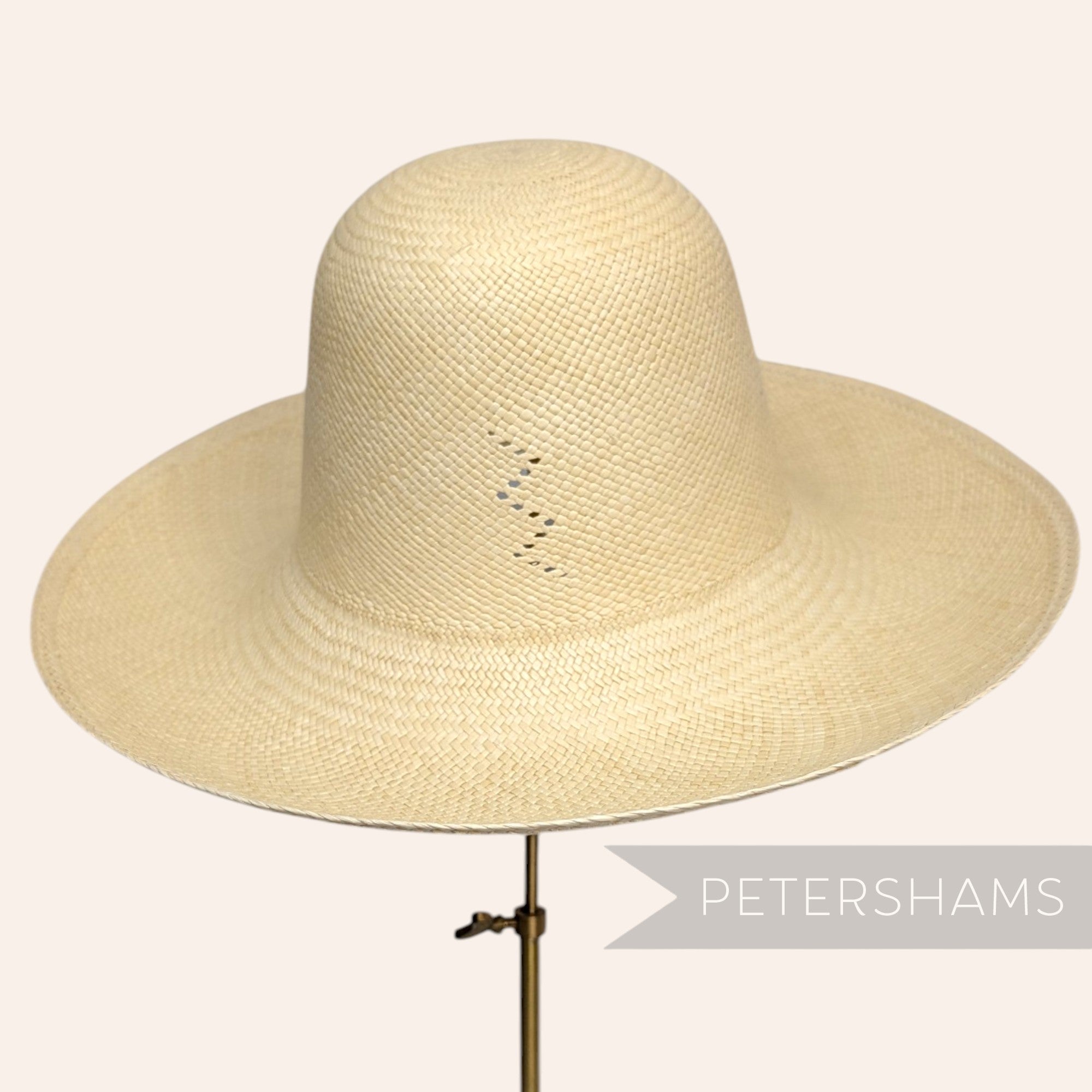 Lightning Bleached Straw Zig Zag Detail Vintage Ecuador Panama Straw Capeline Hat Body - 11.5"