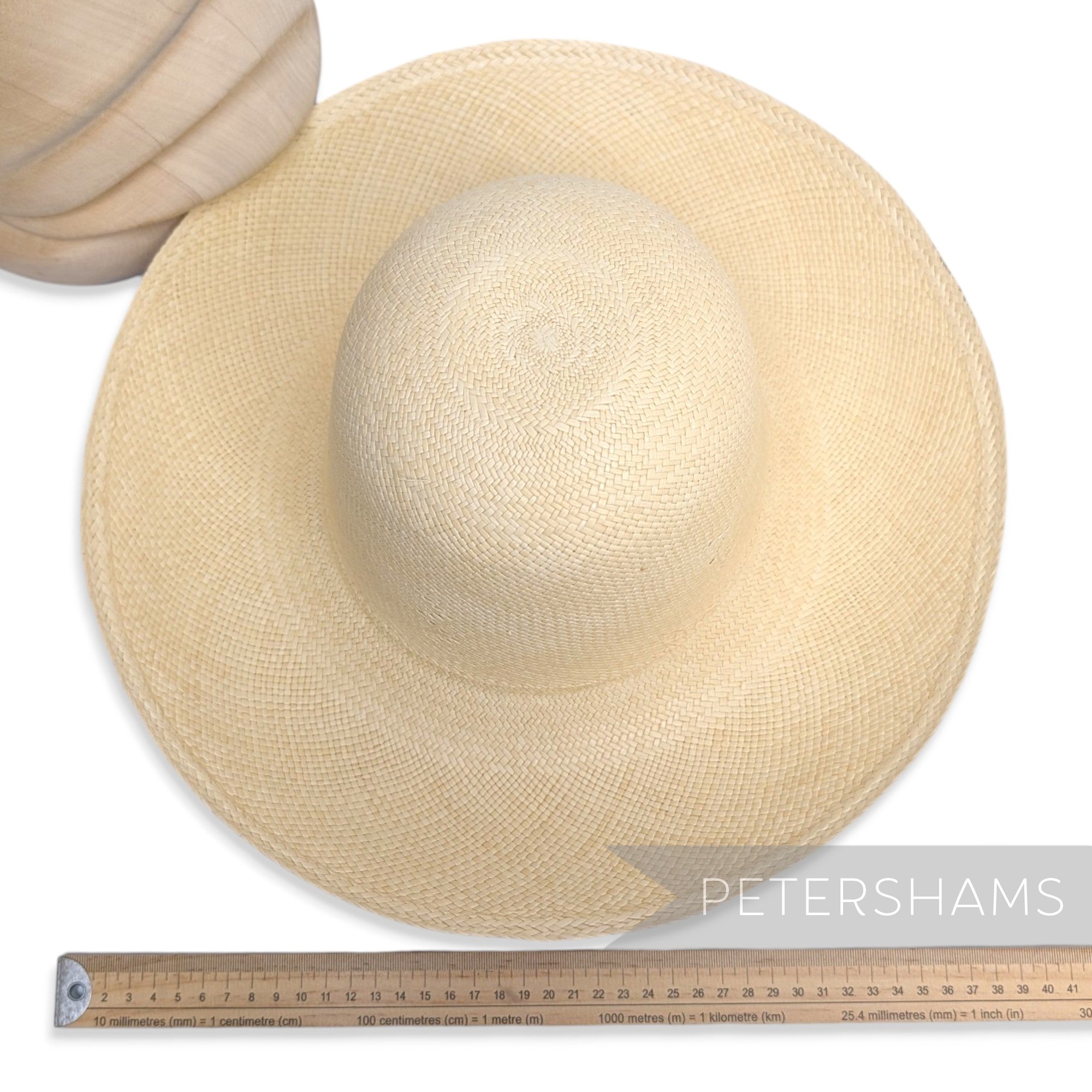Lightning Bleached Straw Zig Zag Detail Vintage Ecuador Panama Straw Capeline Hat Body - 11.5"