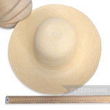 Lightning Bleached Straw Zig Zag Detail Vintage Ecuador Panama Straw Capeline Hat Body - 11.5"