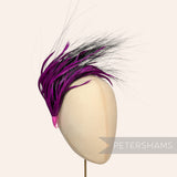 *One-off* Large Cerise Biot and Black Peacock Herl Wired Feather Mount