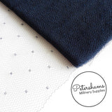 'Sharon' Vintage 1940s/50s Navy Blue Dotty Pattern Veiling - 1m
