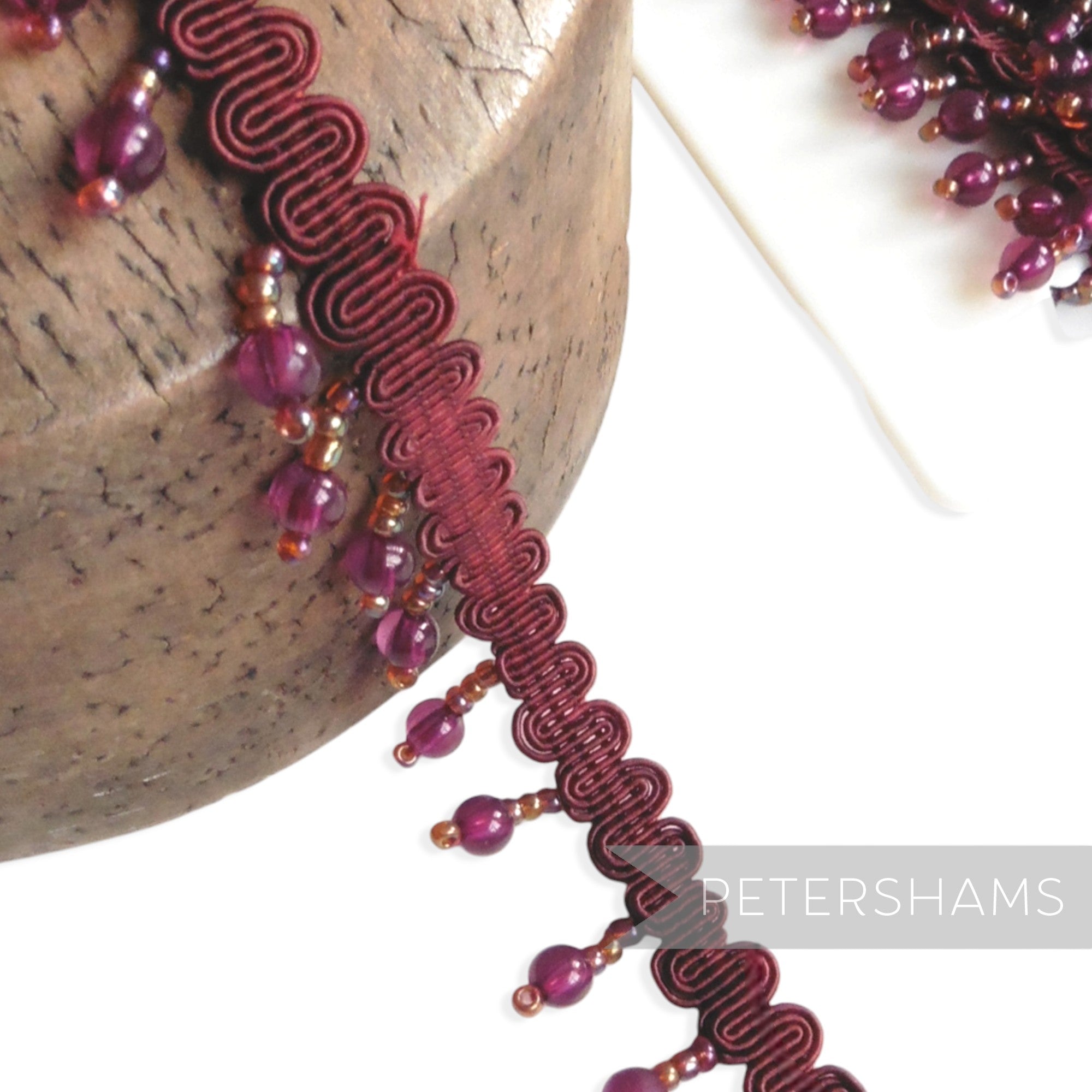 Round Bead Fringe on Wavy Gimp Braid Trim - 1m