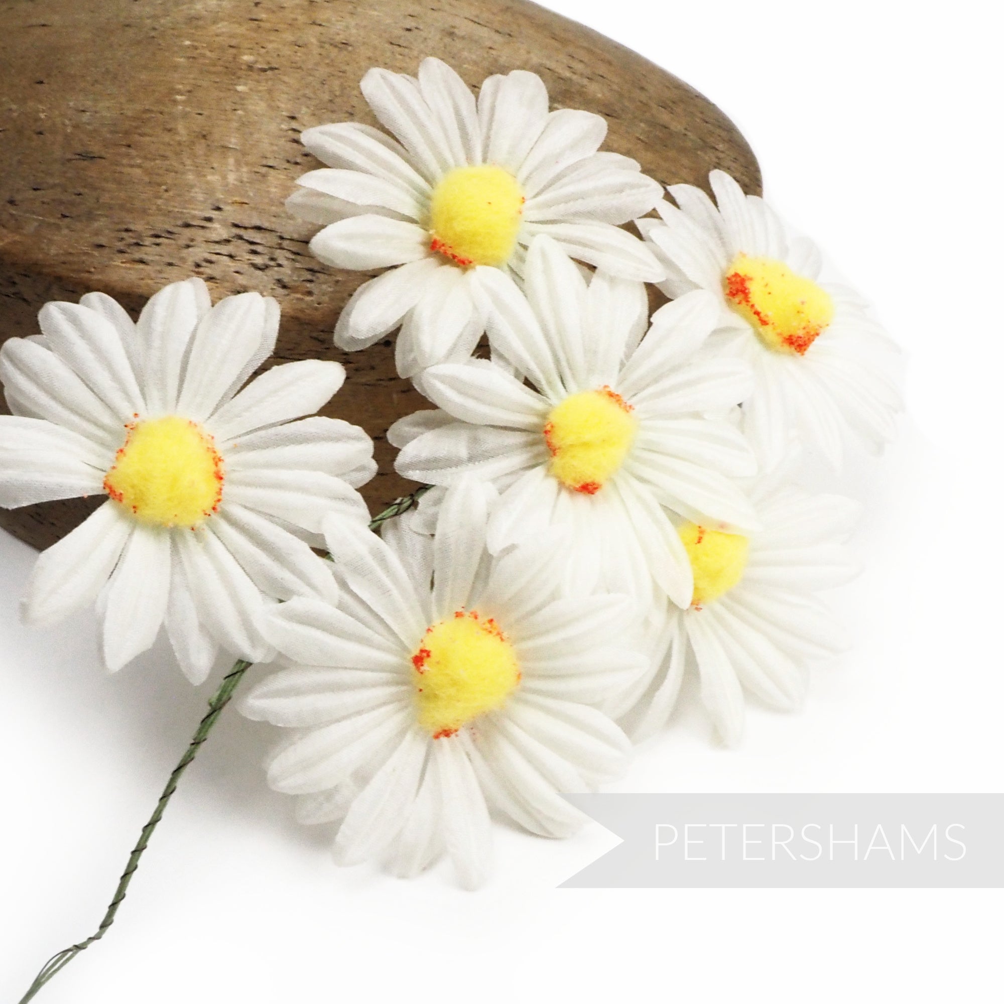 'Theresa' Vintage 1950/60s Wired Japanese Daisy Flowers - 6 stems