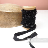 13mm Layered Sequins, Bead & Pearl Adorned Velvet Ribbon - 1m