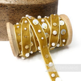 13mm Layered Sequins, Bead & Pearl Adorned Velvet Ribbon - 1m