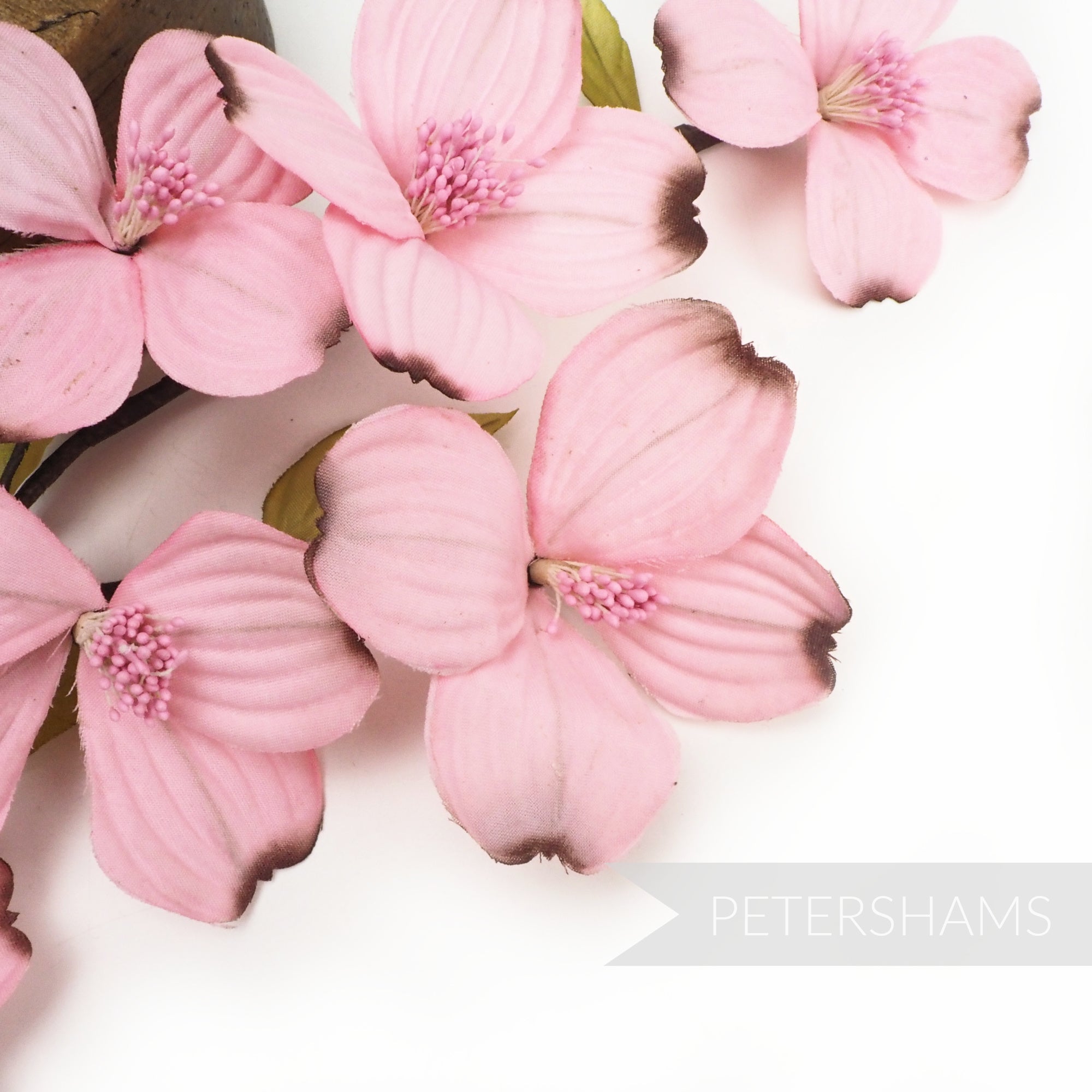 'Gloria' Silk Dogwood Wired Flower Stem Petershams Millinery Supplies