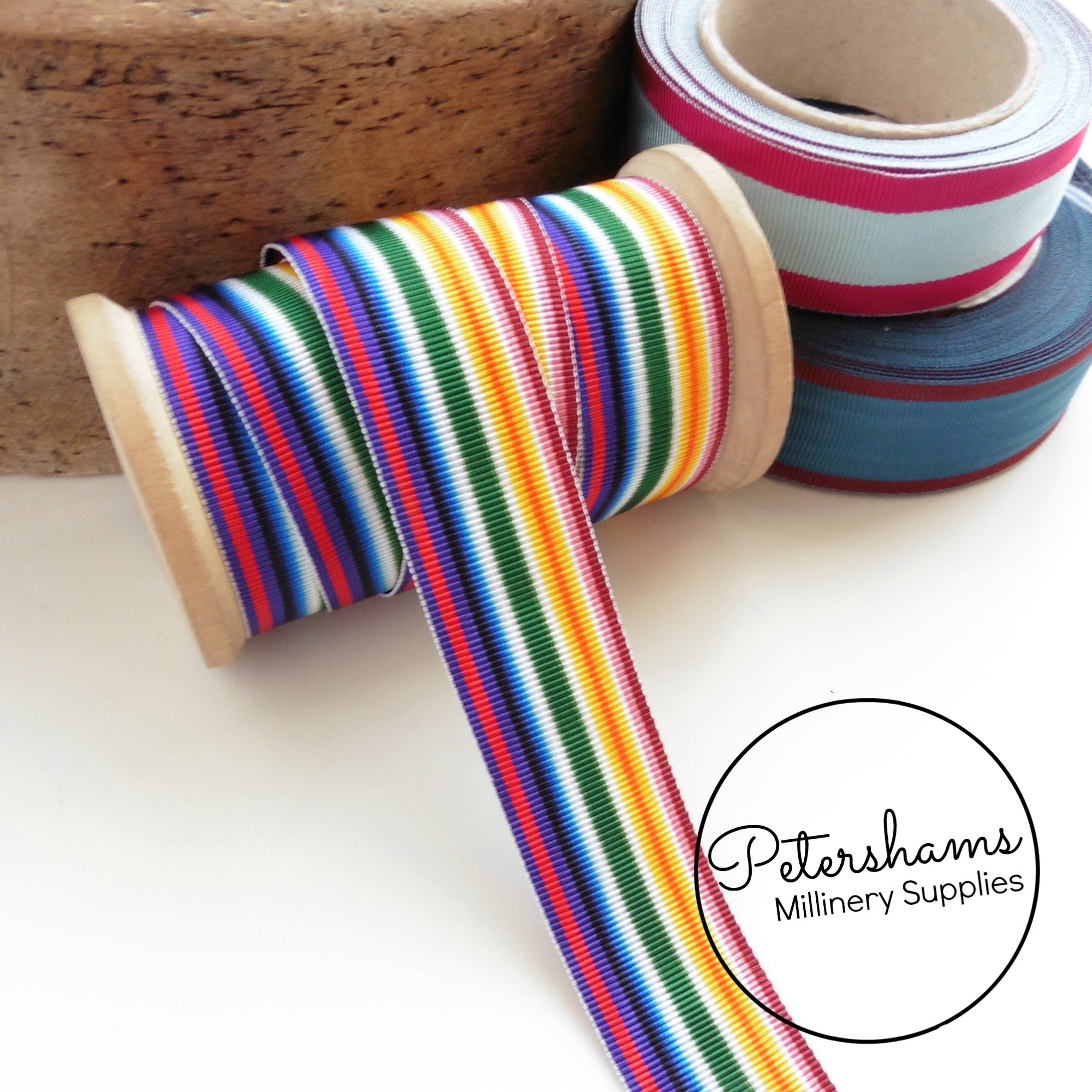 Vintage 25mm Wide Striped Moire Grosgrain Ribbon - 1m – Petershams ...