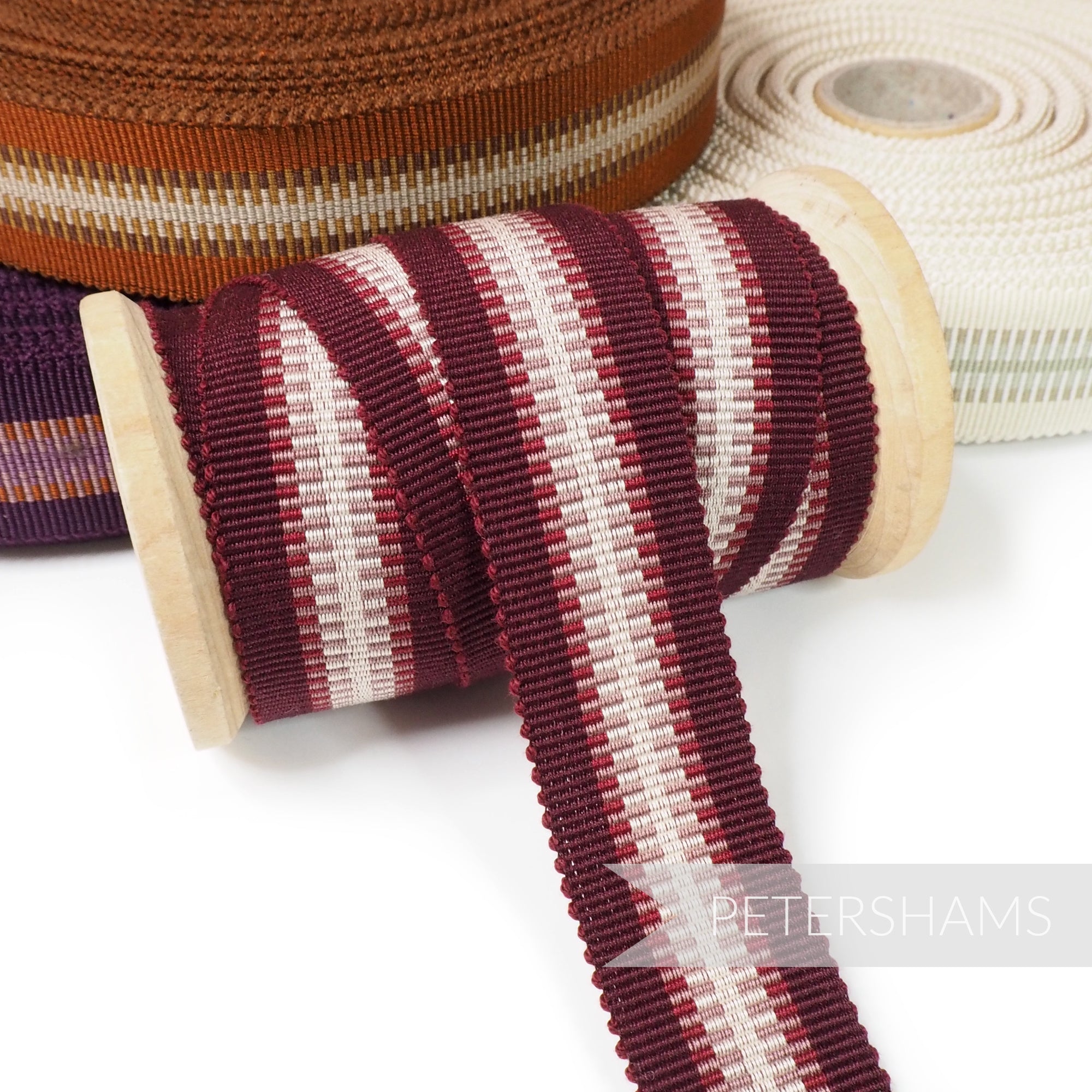 25mm No.5 'Zipper' Cotton Millinery Petersham Hat Ribbon - 1m ...