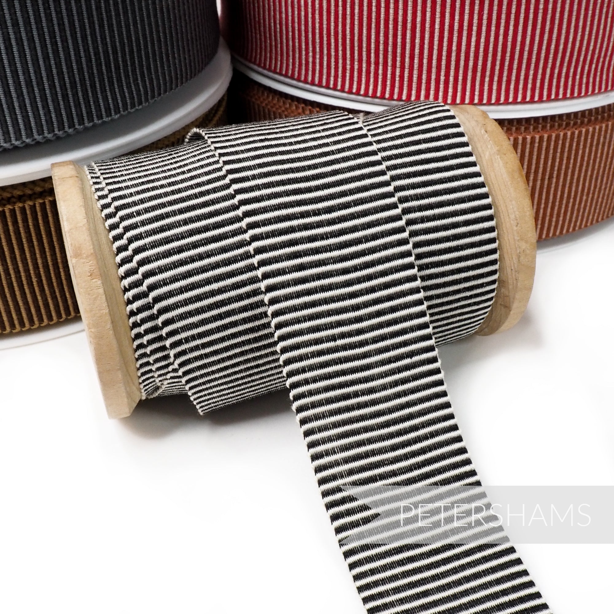 30mm 'Fine Stripe' Cotton Millinery Petersham Hat Ribbon - 1m ...