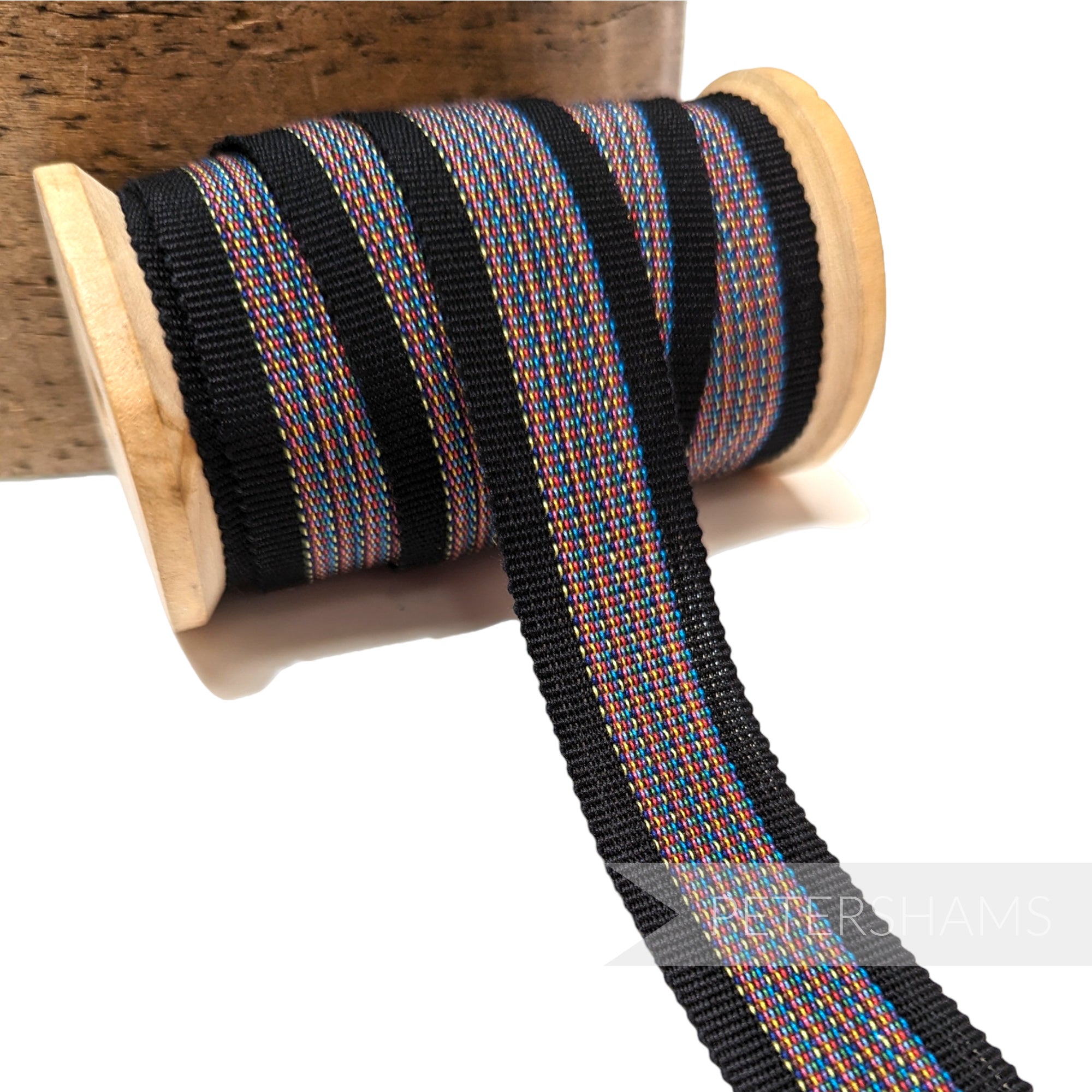 Threaded Ribbon 25mm No.5 Multicolour Threaded Stripe Millinery Petersham Hat Ribbon ...