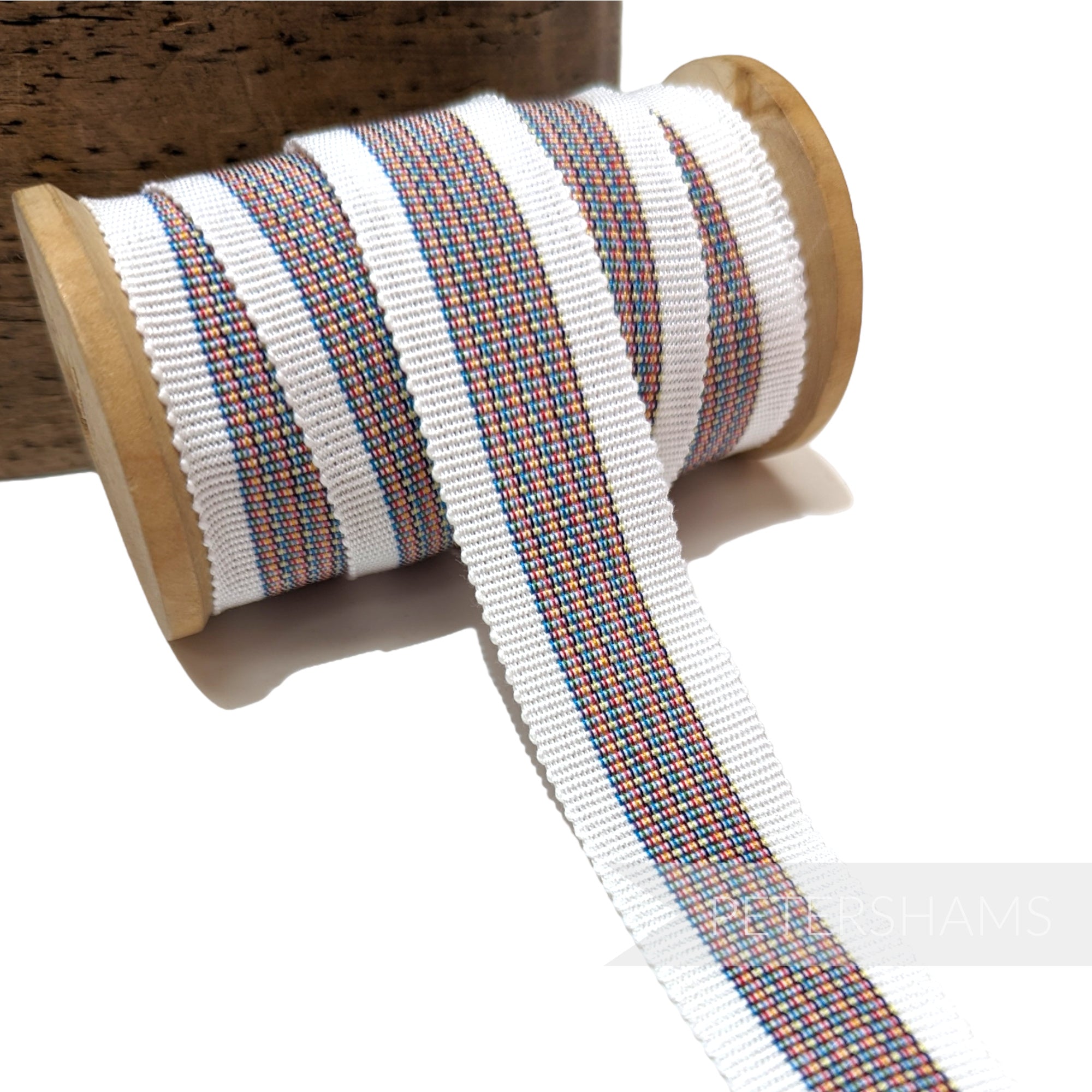 25mm No.5 Multicolour Threaded Stripe Millinery Petersham Hat Ribbon ...
