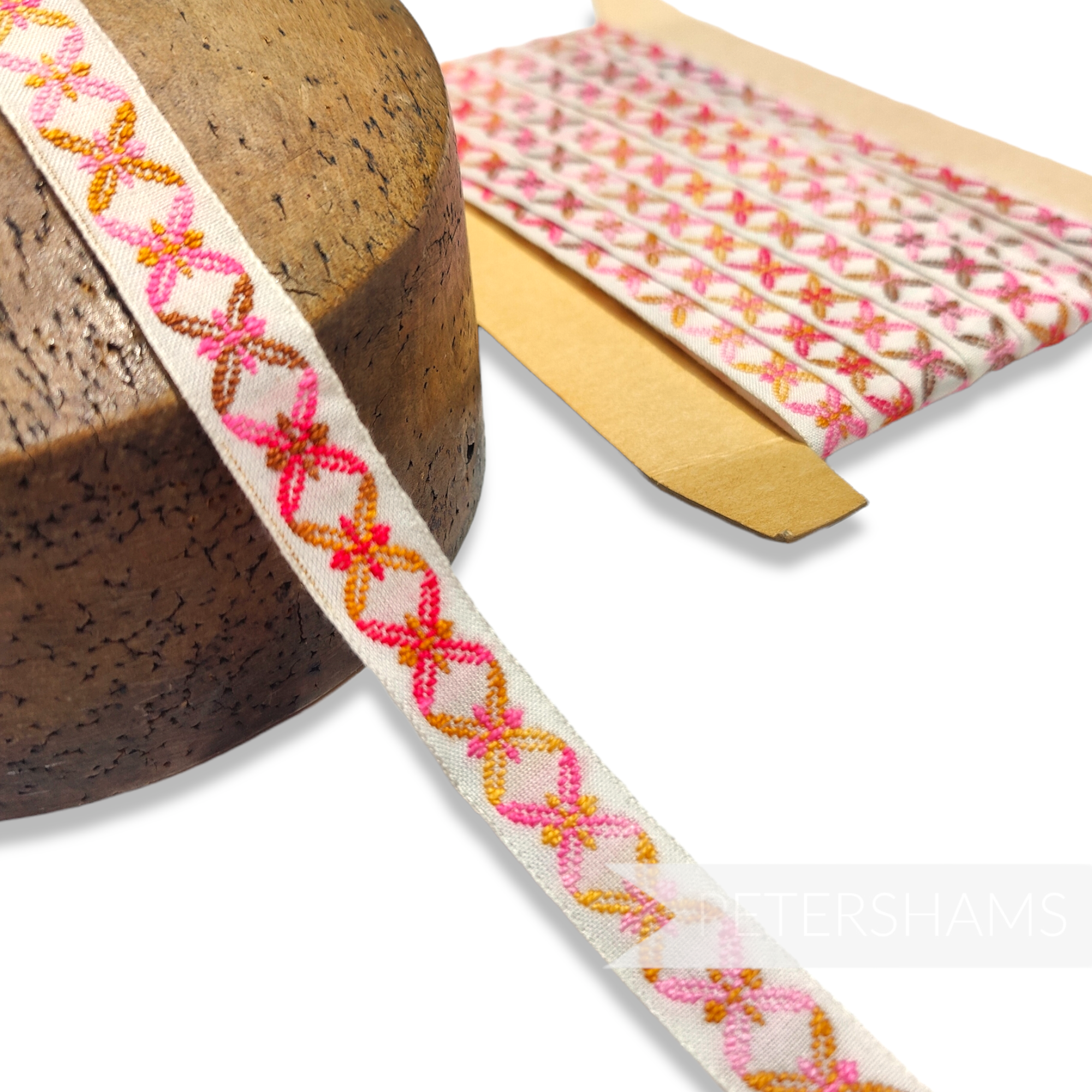 Vintage 16mm Cotton Ombre Embroidered Ribbon - 1m