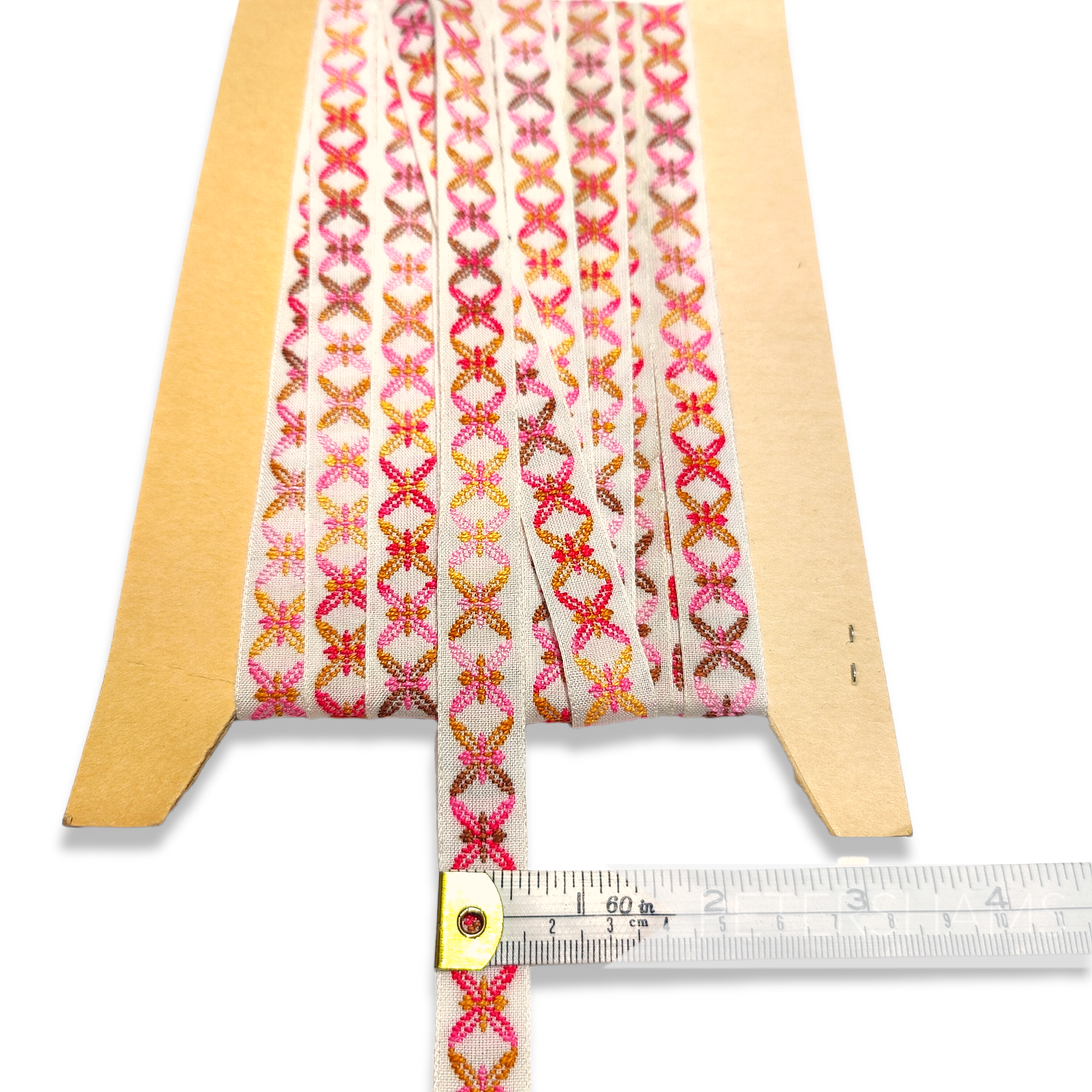Vintage 16mm Cotton Ombre Embroidered Ribbon - 1m