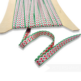 Vintage 1970s Christmas 10mm Red and Green Embroidered Ribbon - 1m
