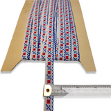 Vintage 1970s Cotton 12mm Red and Blue Embroidered Ribbon - 1m