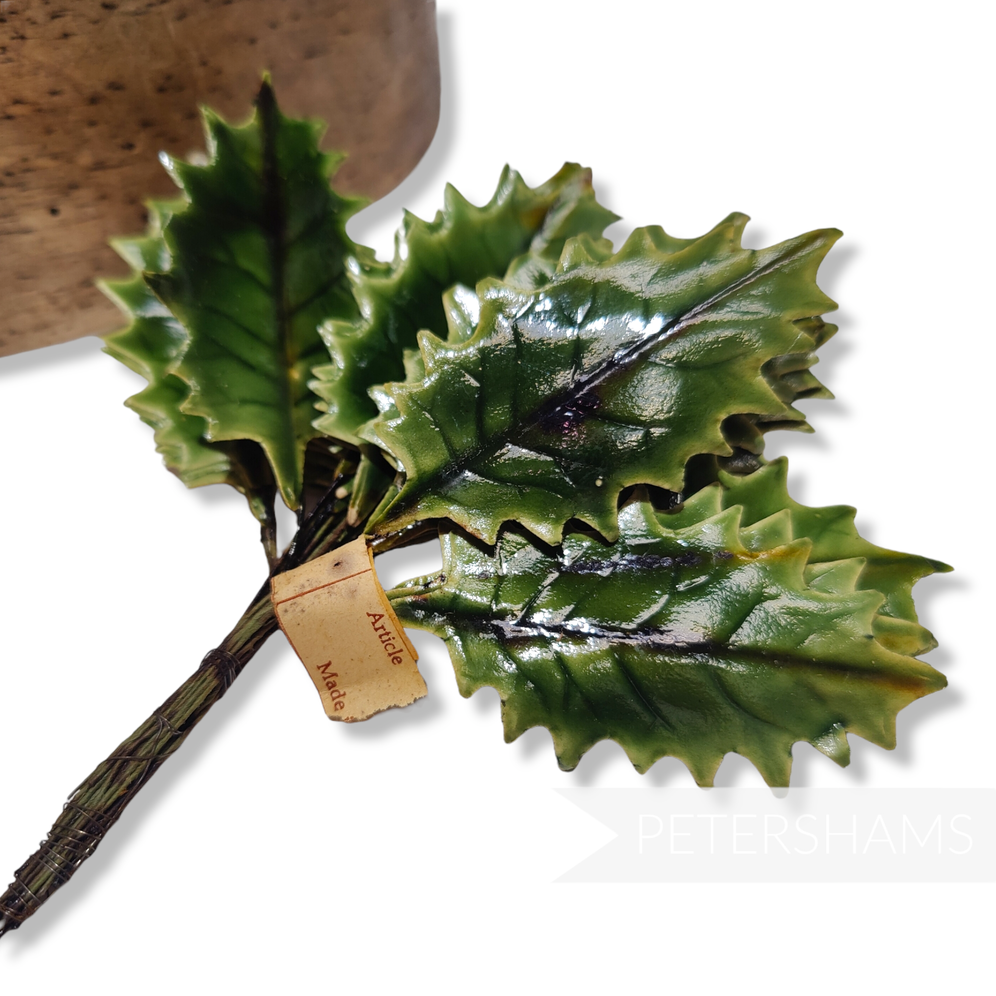 'Noah' Vintage 1950s German Lacquered Holly Leaves - 36 stems