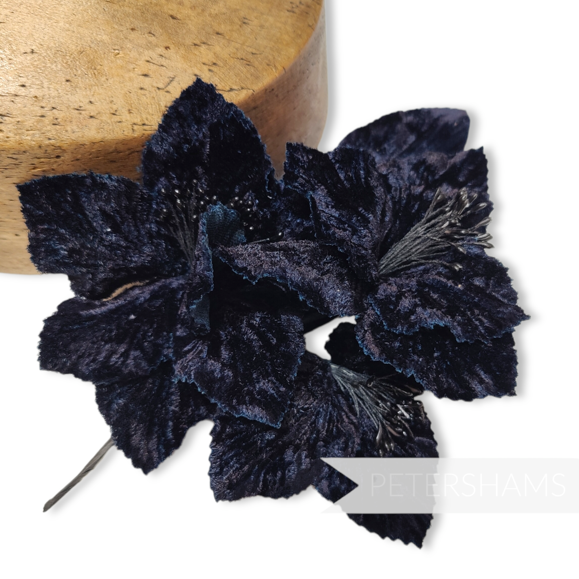 'Iyla' Triple Blossom Velvet Flower Wired Hat Mount