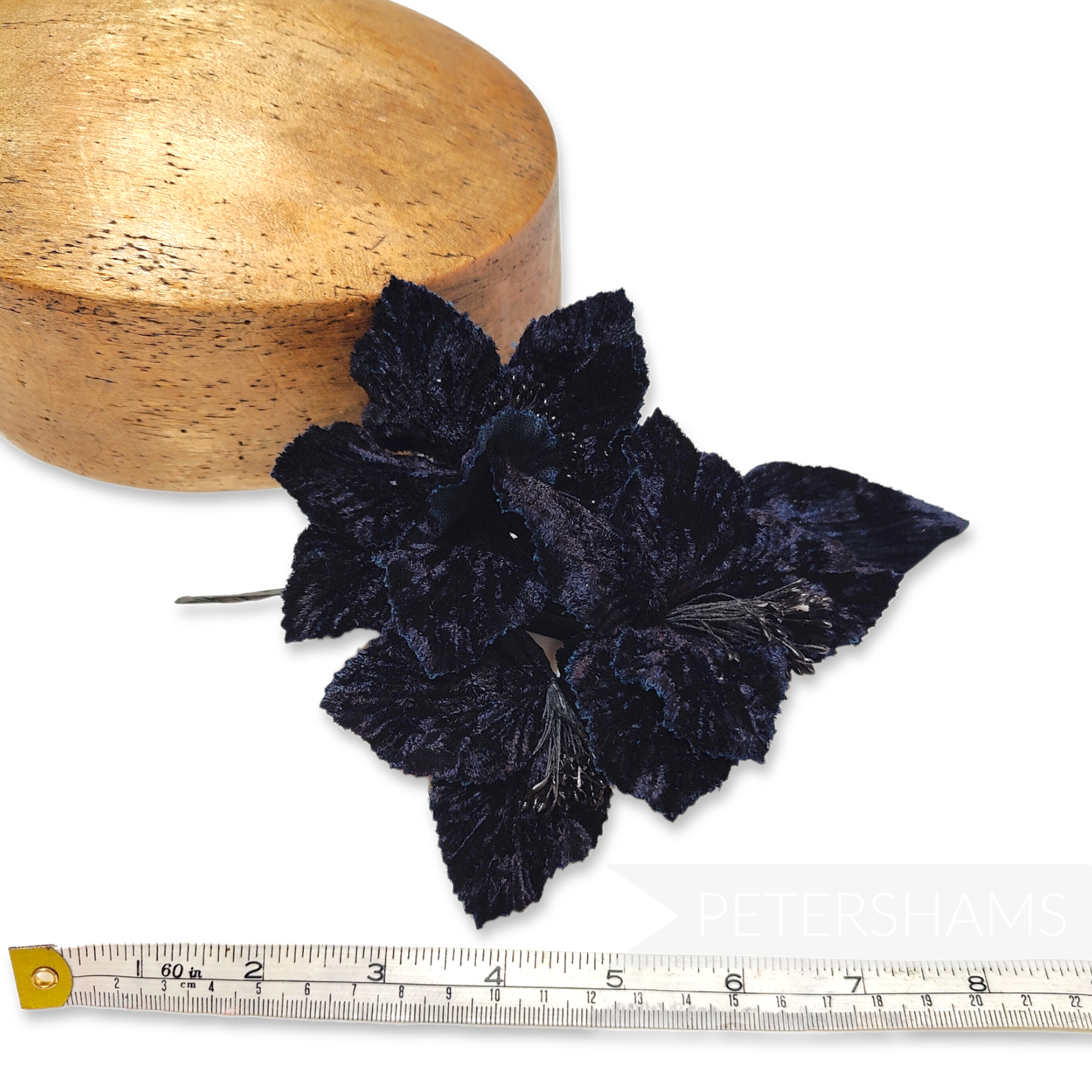'Iyla' Triple Blossom Velvet Flower Wired Hat Mount