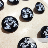 14mm Vintage 1980s Novelty Glass Buttons Card of 9 - Dancing Dutch Couple