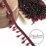 Faceted Drop Bead Fringe on Wavy Gimp Braid Trim - 1m