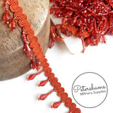 Faceted Drop Bead Fringe on Wavy Gimp Braid Trim - 1m