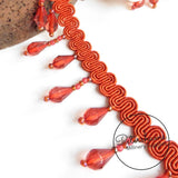 Faceted Drop Bead Fringe on Wavy Gimp Braid Trim - 1m