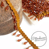 Faceted Drop Bead Fringe on Wavy Gimp Braid Trim - 1m