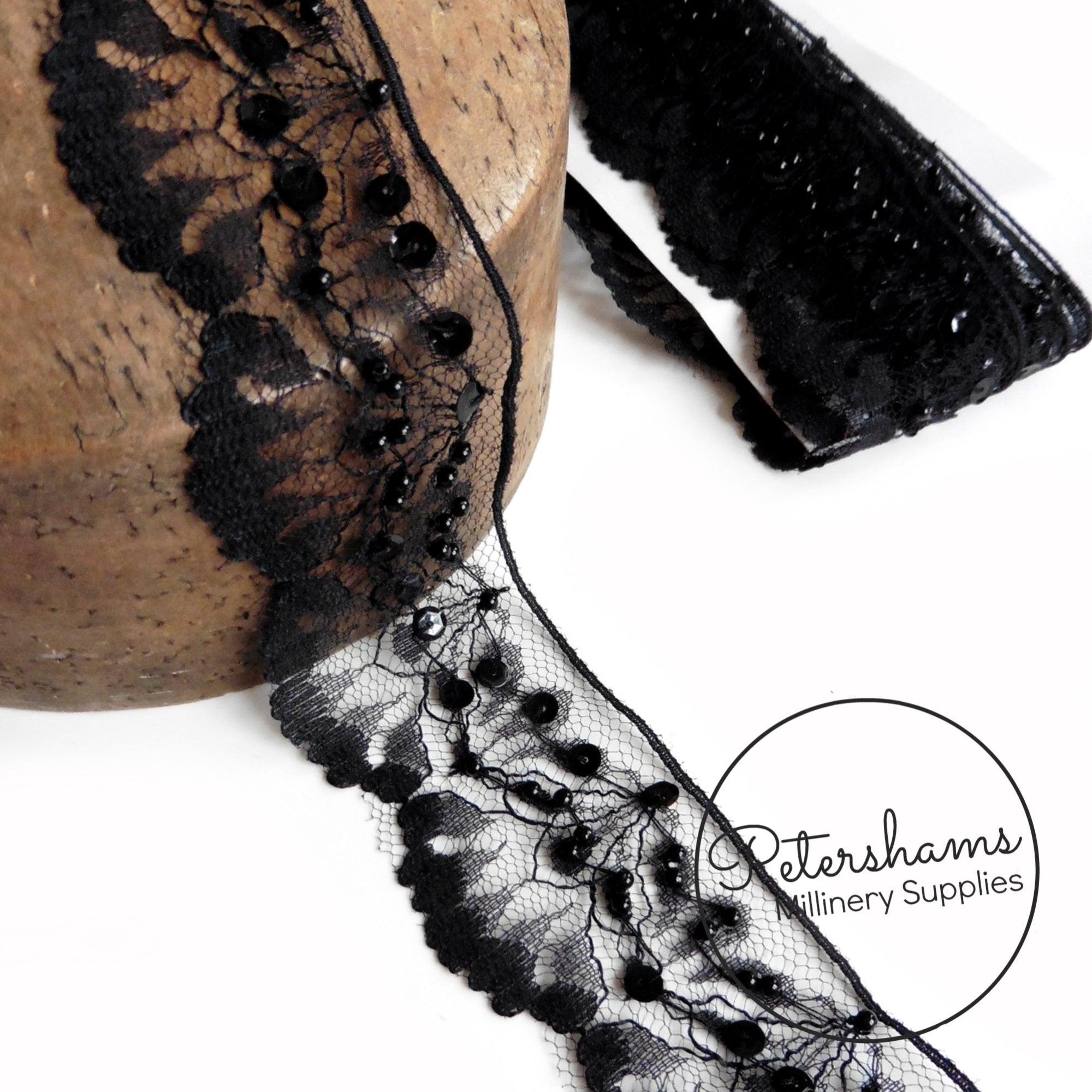 45mm Wide Delicate Bead and Sequin Adorned Lace Trim - 1m