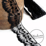 45mm Wide Delicate Bead and Sequin Adorned Lace Trim - 1m